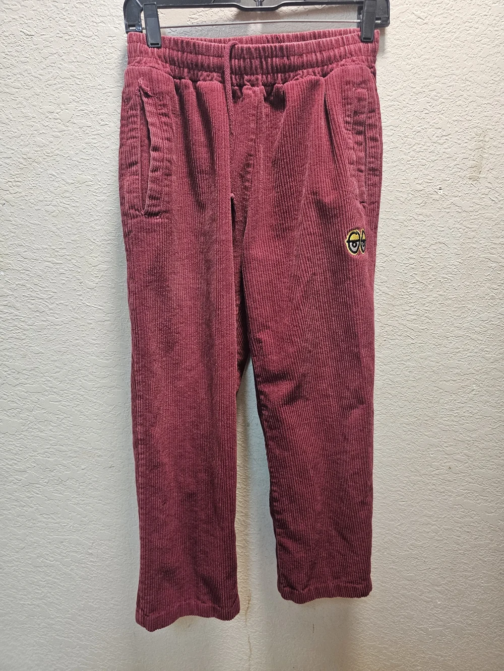 Corduroy Skater Pants in Dusty Rose with Embroidered Logo